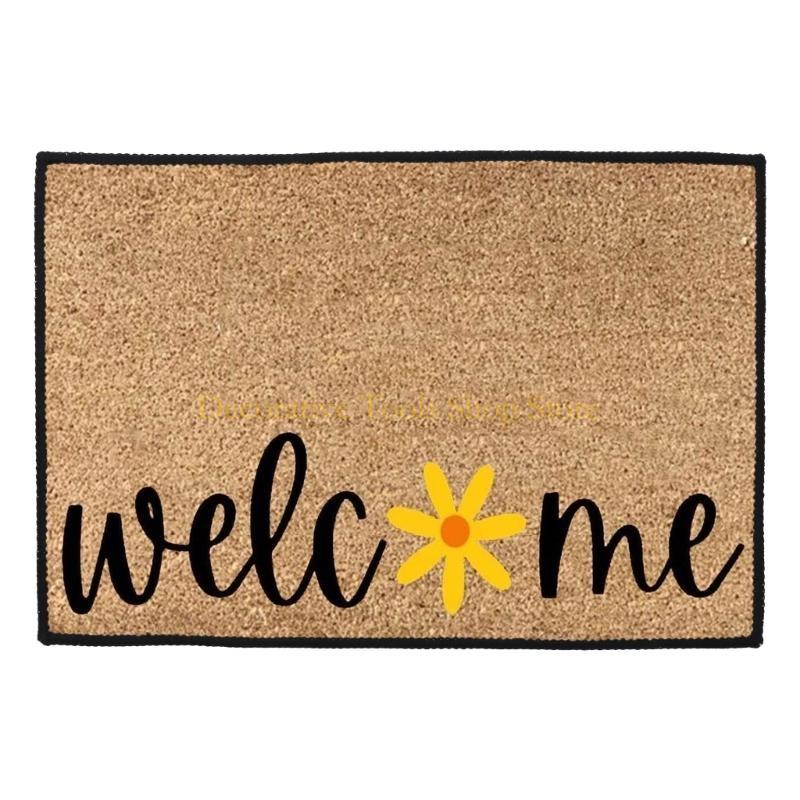 QX2E Front Door Mat Summer Holiday Welcome Mat Anti-slip Doormat Indoor Outdoor Rugs