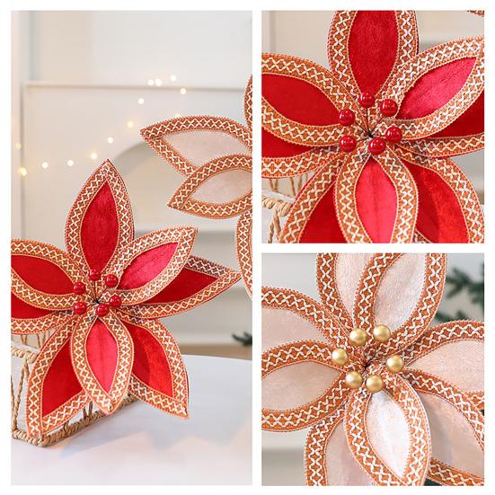 Umělé vánoční květiny Sametové květiny Ozdoby na vánoční stromek Slavnostní sváteční domácí aranžmá