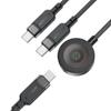 3-in-1-Kabel USB-C - 2x USB-C / Apple Watch Qi-Ladegerät 480 Mbit/s 100W 1,2m - schwarz
