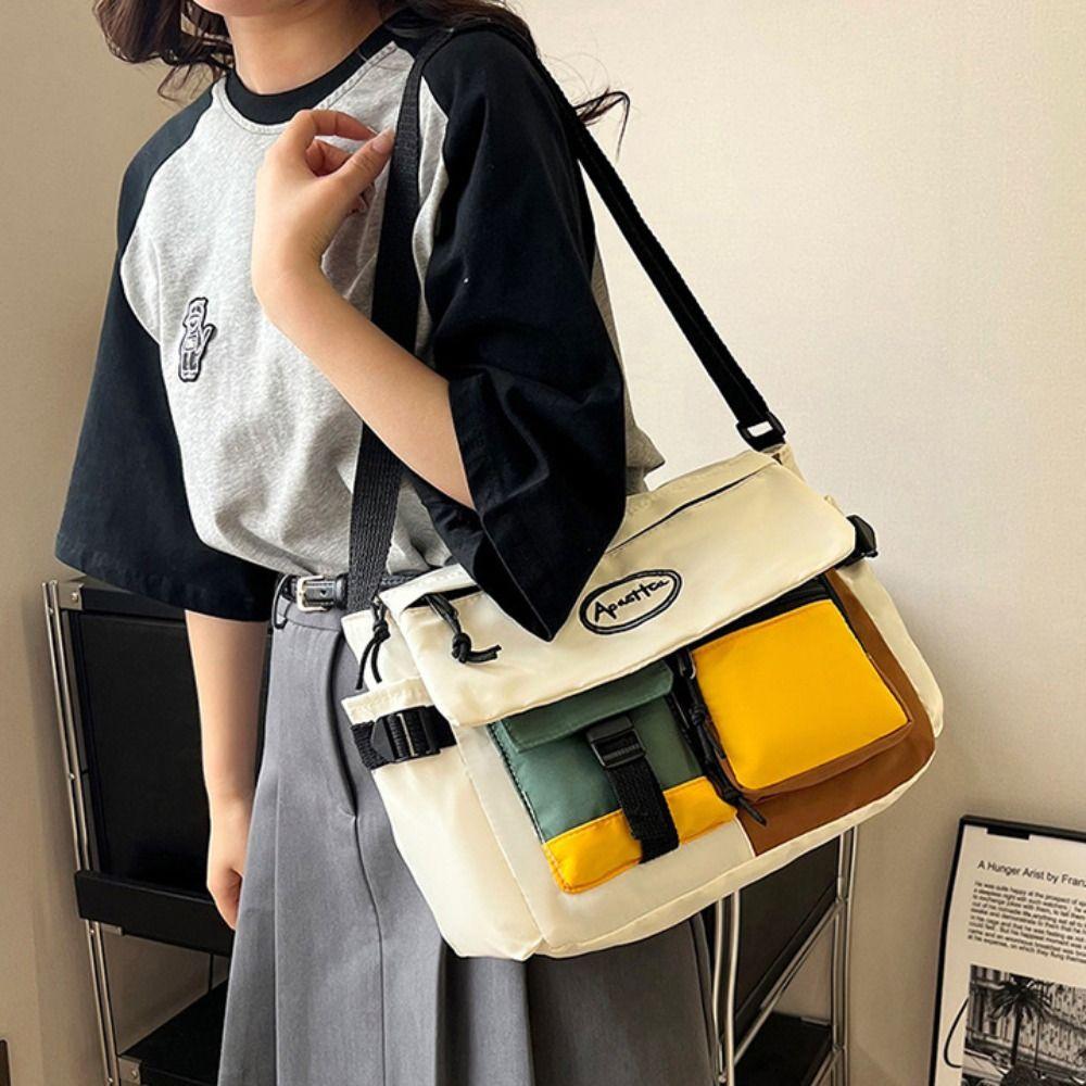 Nylon Nylon Crossbody Bag Adjustable Strap Multi Functional Harajuku Messenger Bag Japanese Style Large Capacity