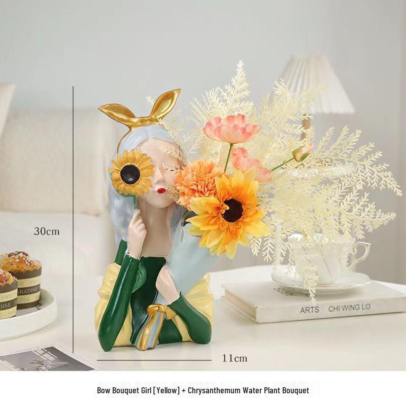 Nordic Girl Luxury Flower Arrangement Vase - Creative Home Decor for Living Room & Entrance Hall