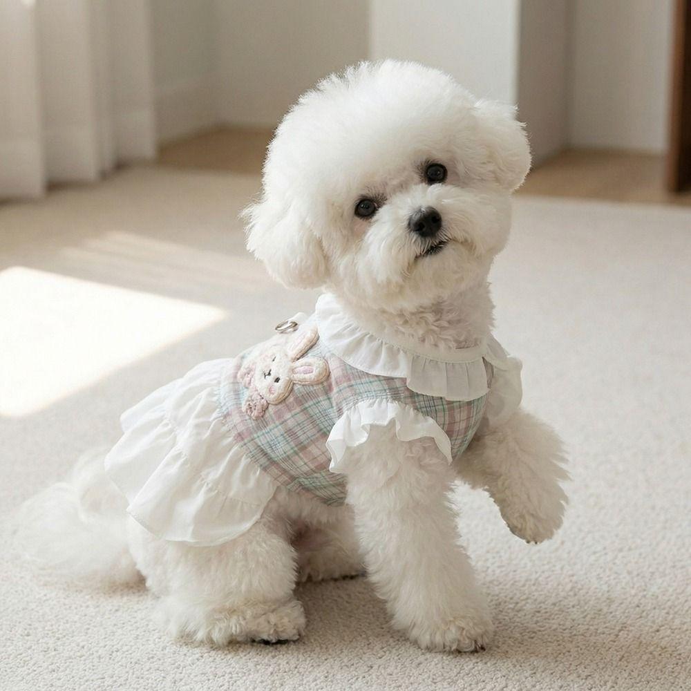 Comfortable Plaid Pet Dress Fashion Dog Vest Dress Adorable Pet Clothes  For Dogs Cats