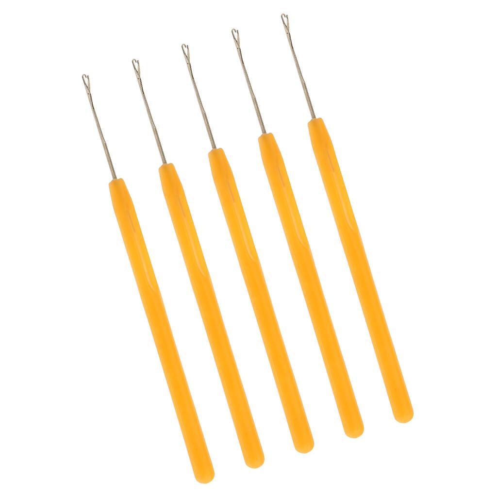 

Convenient 5-Piece Pulling Hook Needle Set for Micro Ring Hair Extensions жовтий
