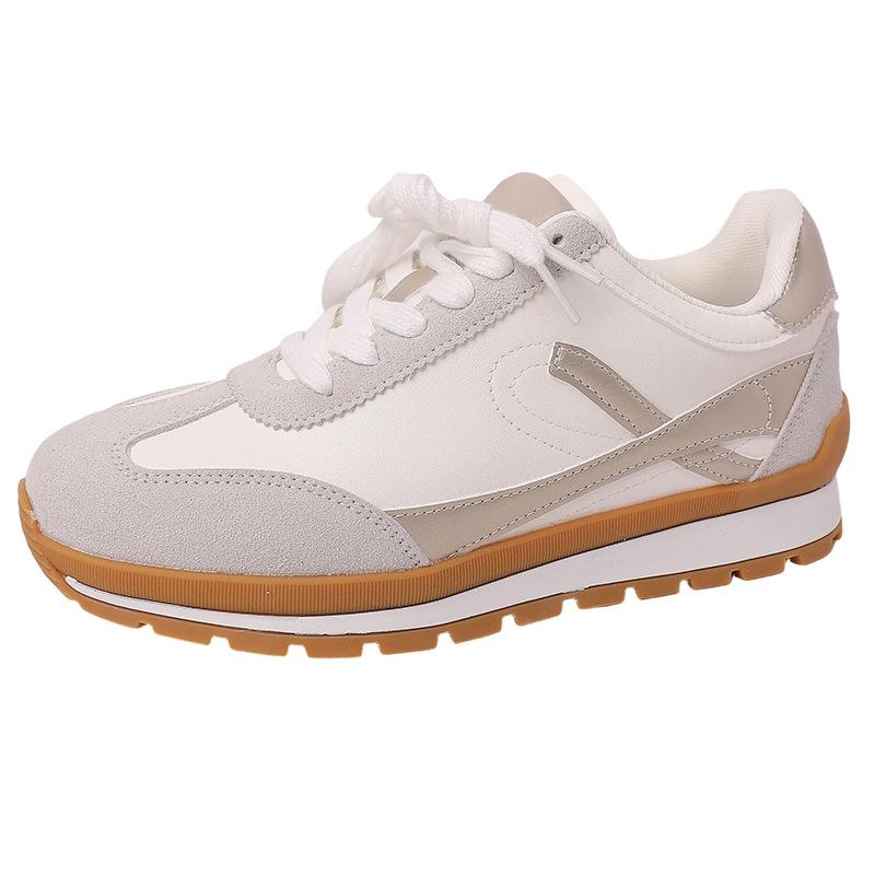 Simple Color Matching Splicing German Training Shoes Women's 2025 Autumn Fashion Korean Version Retro Style Inner Height-increasing Sports Shoes For