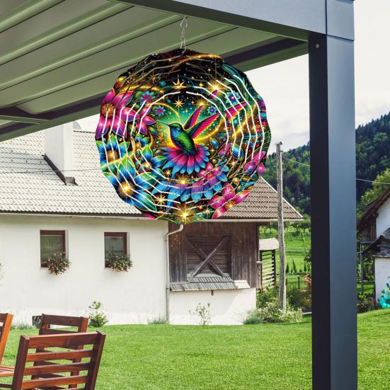 Dragonfly Wind Spinner Bird Kinetic Spinner Hanging Animated Wind Spinner with 3D Animation Effect for Outdoor Yard Garden Decoration