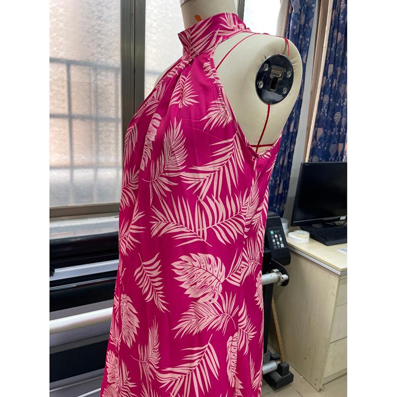 Summer New Halter Sleeveless A Line Casual Dresses Women Elegant Print Vacation Beach Women's Sexy Dress Fashion Slim Sleeveless Female Dress 25929