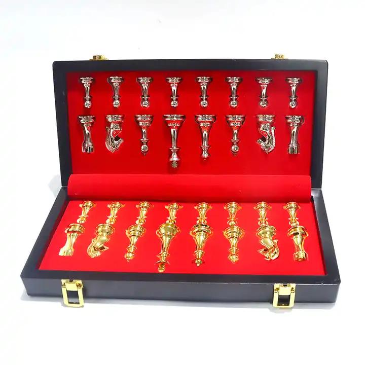 Luxury Metal Chess Set + Wooden Board