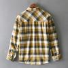 Autumn and Winter Shirts for Men American Retro Dropped Shoulder Plaid Shirt Men Long Sleeve Pure Cotton Casual Tops