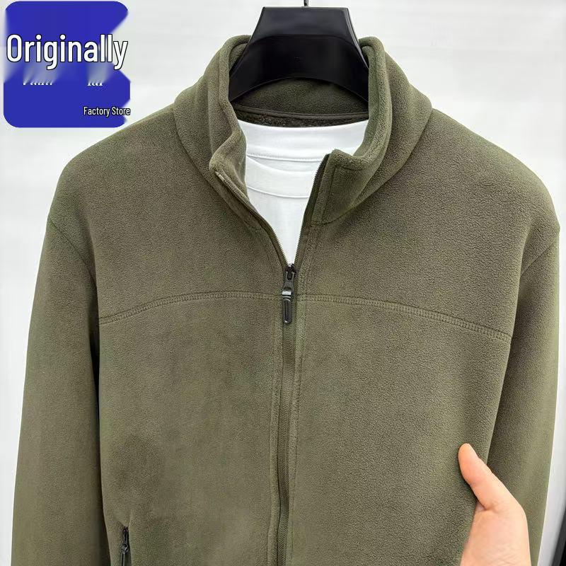 

2025 Men s Fashionable Winter Jacket - Casual Long Sleeve Solid Color Thick Cardigan 4XL (160-180 jin) зелений