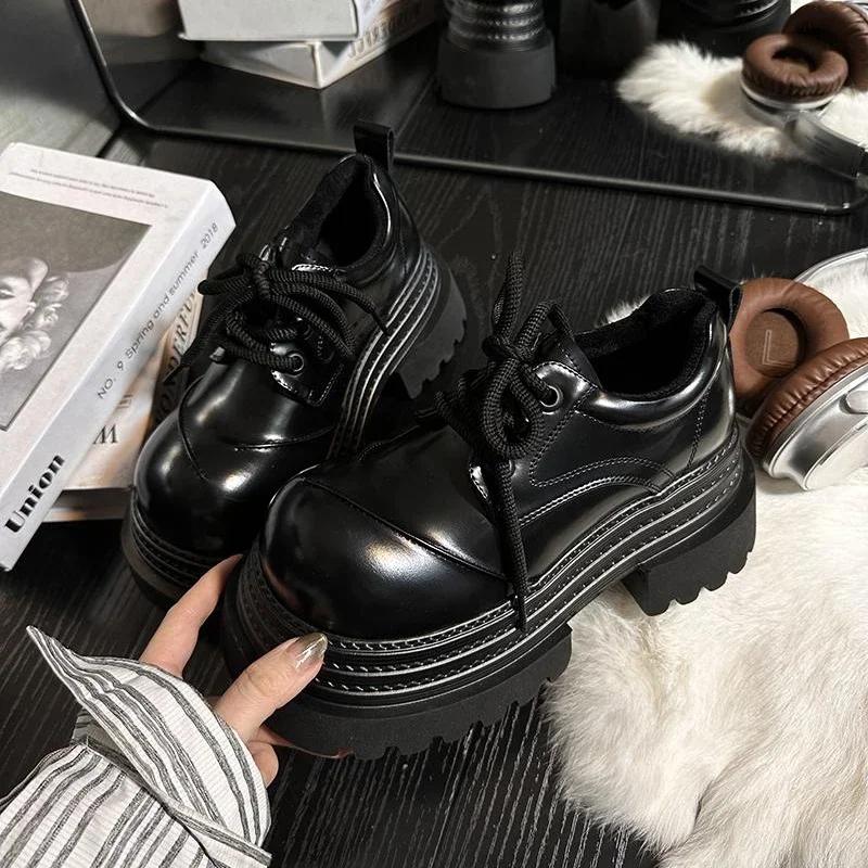 Women's Mary Jane Shoes  Spring Platform High Heels Fashion Lace Up Shoes for Women Vintage Elegant Thick Heel Shoes