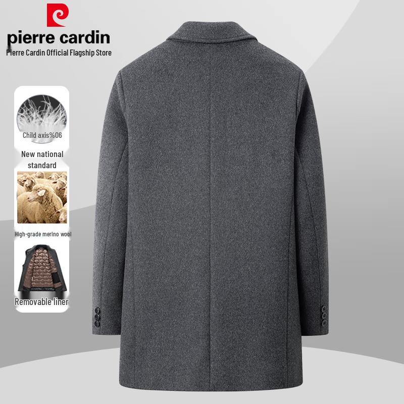 Pierre Cardin Men's Wool Blend Mid-Length Overcoat with Removable Down Liner