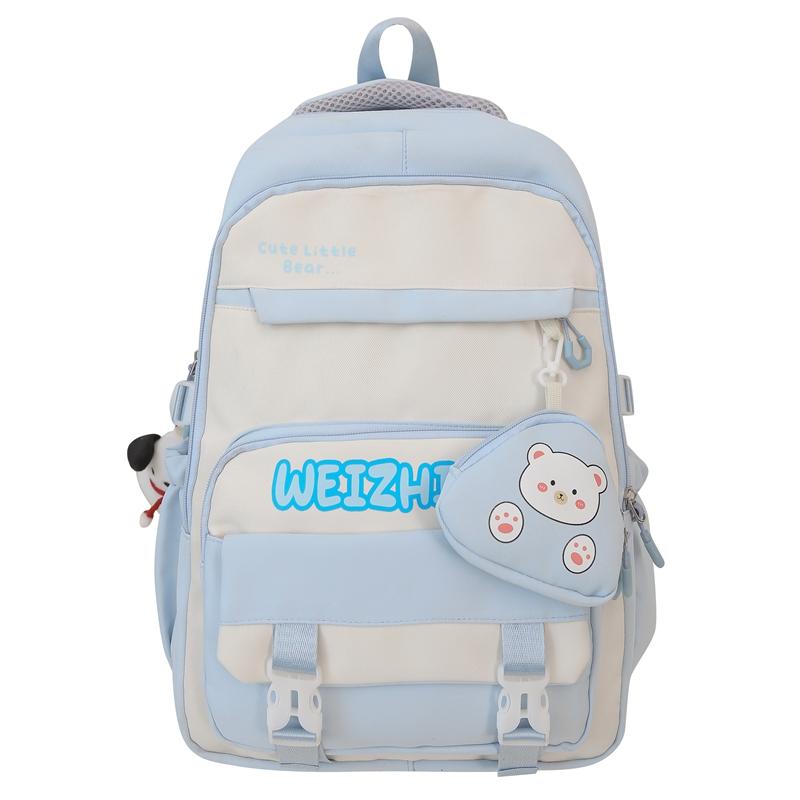 Student Schoolbag Color Block Women's Large Capacity Lightweight Backpack Middle School Student Backpack with Coin Purse