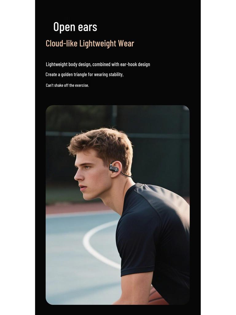New 6.0 Air Conduction Bluetooth Headphones: Sweatproof, Waterproof, In-Ear & Over-Ear with Long Battery Life for Sports.