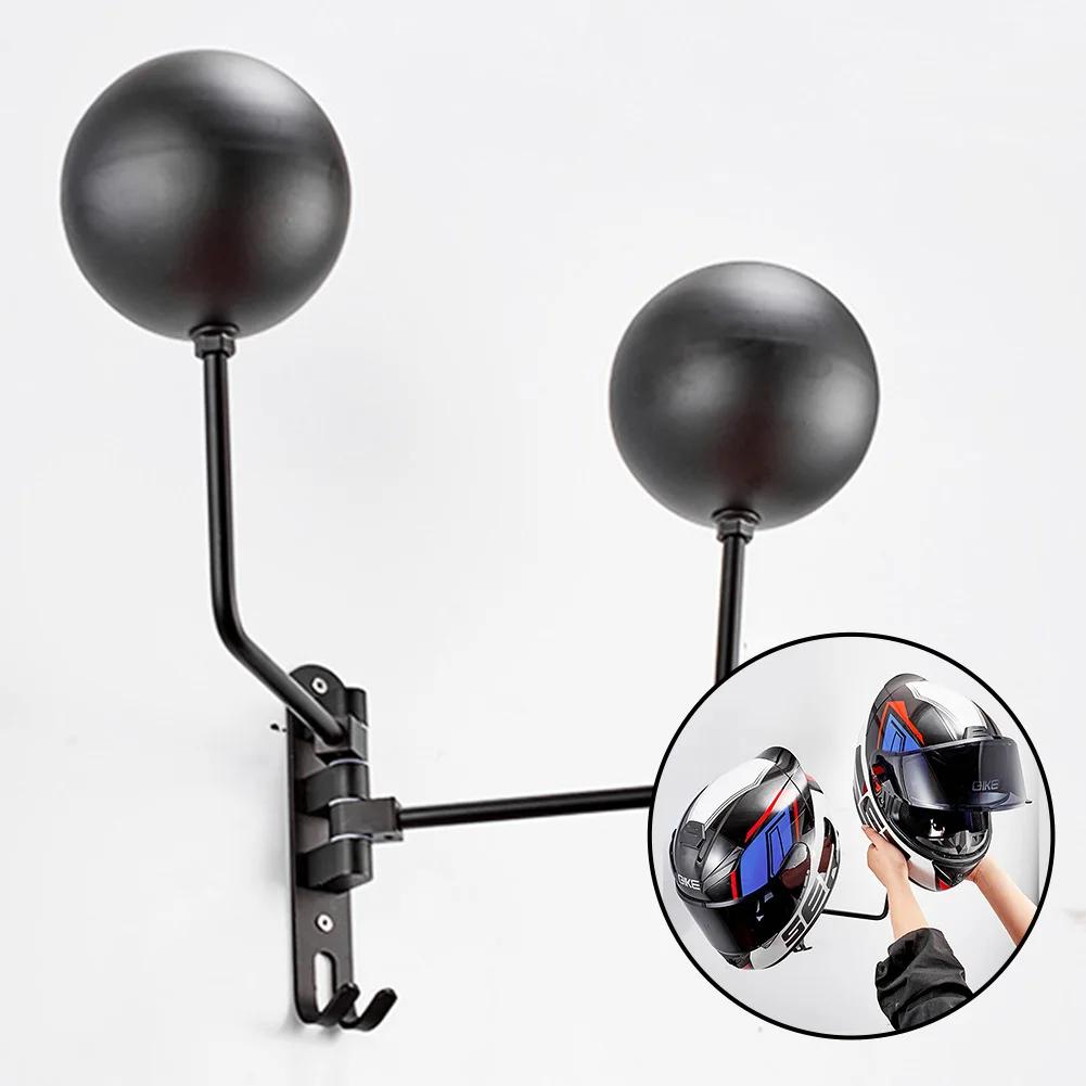 

Motorcycle Helmet Wall Mount Rack with Double Hook 180 Rotation Helmets Display Holder Helmet/Jacket Hanger Bike Helmet Holder