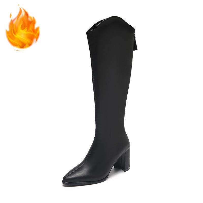 Winter Fashion High Heel Woman Knee High Boots Shoes Ladies Comfort Short Plush Knight Booties botas de inverno feminina