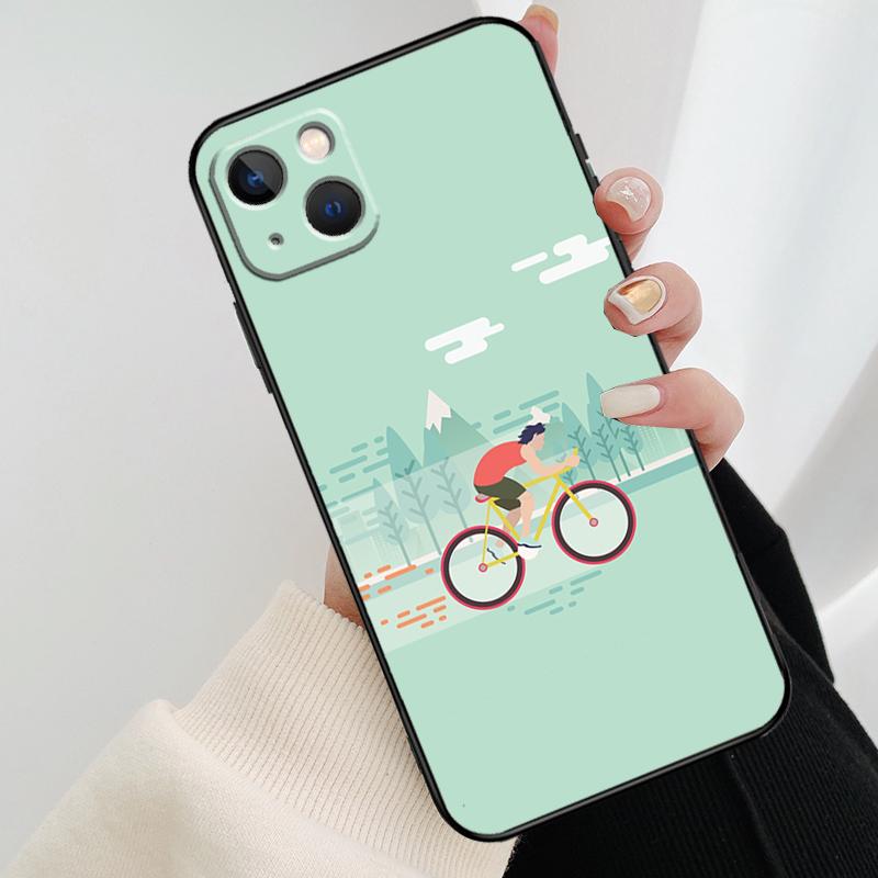 Bike Cycling Art Phone Case For iPhone 11 12 13 14 15 16 Pro XS Max Mini Cover For iPhone X XR Plus Back Case