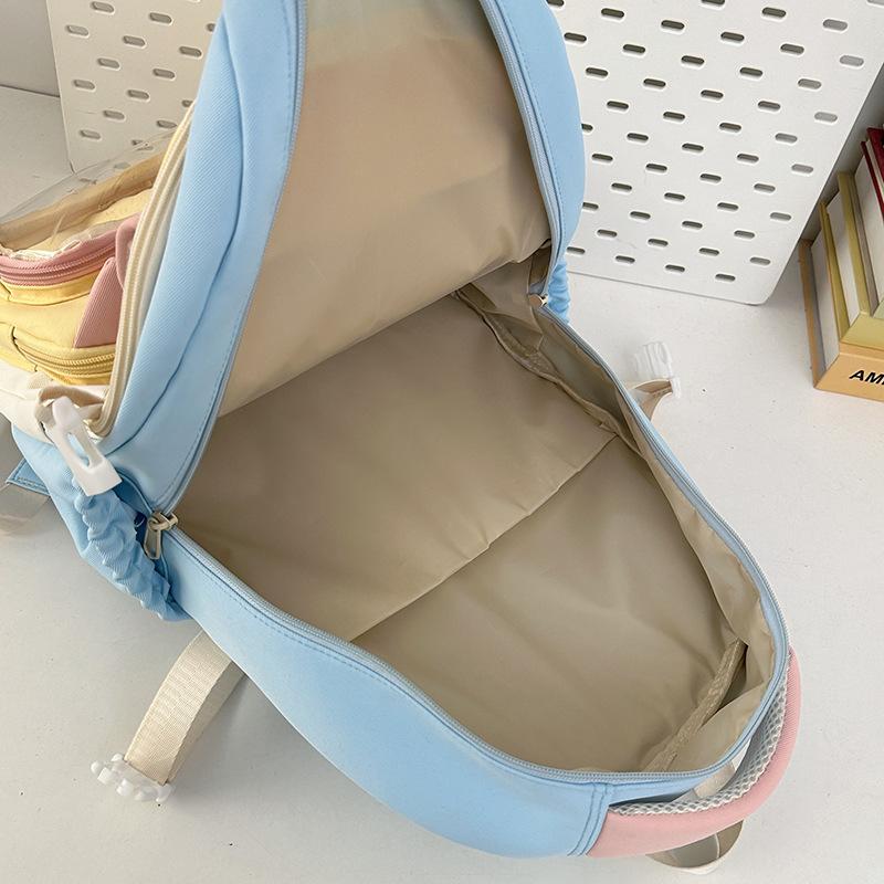 School bag 2025 high value contrasting colors large capacity dopamine middle and high school student school bag versatile cute sweet backpack