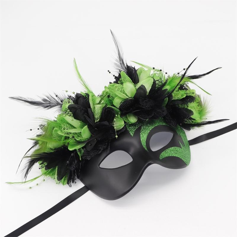 Feathered Masquerade Mask Halloween Party Eye Mask Half Face Mask for Women Cosplay Masquerade Decoration Eyewears
