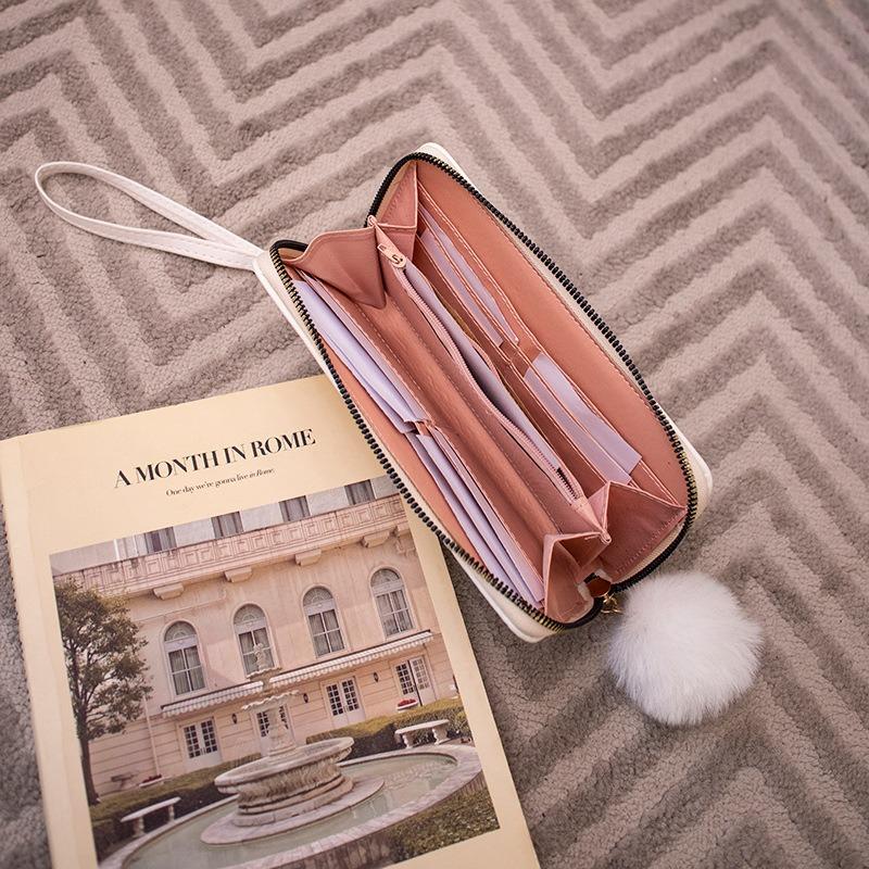 Embroidery Wallet Summer New Fashion Simple Women's Clutch Bag Hairball Wallet Card Bag One Piece