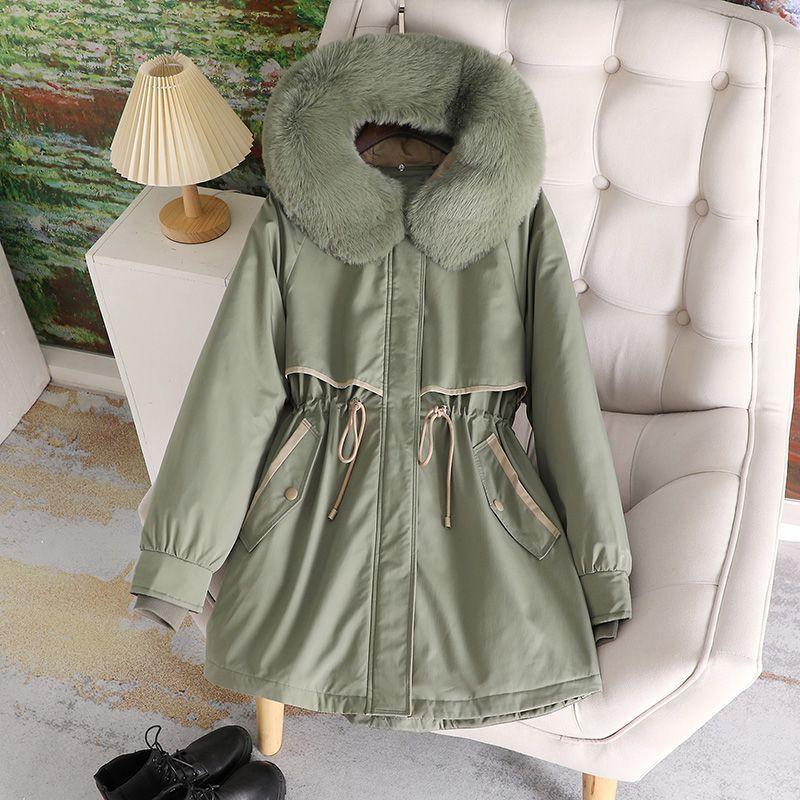 The new Pie Overcomes Women's Clothing Detachable Liner One Clothes Three Wear Medium and Long Winter Jacket Large Sweater Collar Cotton-Padded Jacket