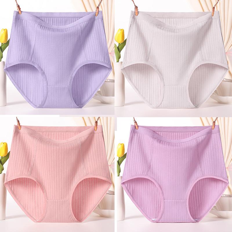 Plus Size Women's Red Middle Aged Mom Cotton High Waisted Panties