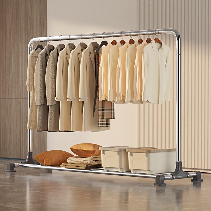 Sturdy Stainless Steel Clothes Drying Rack with Single Rod for Indoors and Outdoors