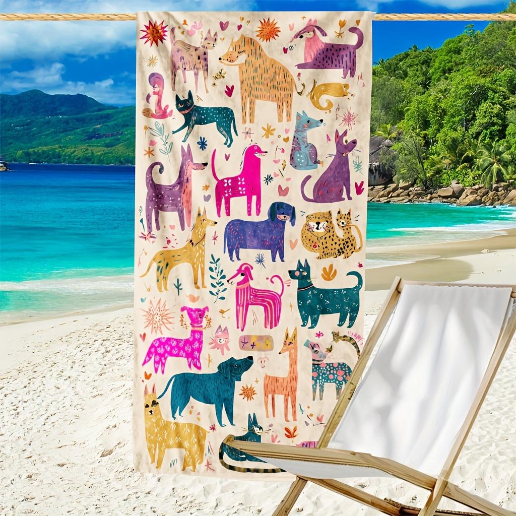 1pz Asciugamano da Spiaggia in Microfibra con Stampa di Animali Colorati, Realizzato in Materiale Ultra-morbido, Leggero e Altamente Assorbente. Ideale per Yoga, Viaggi