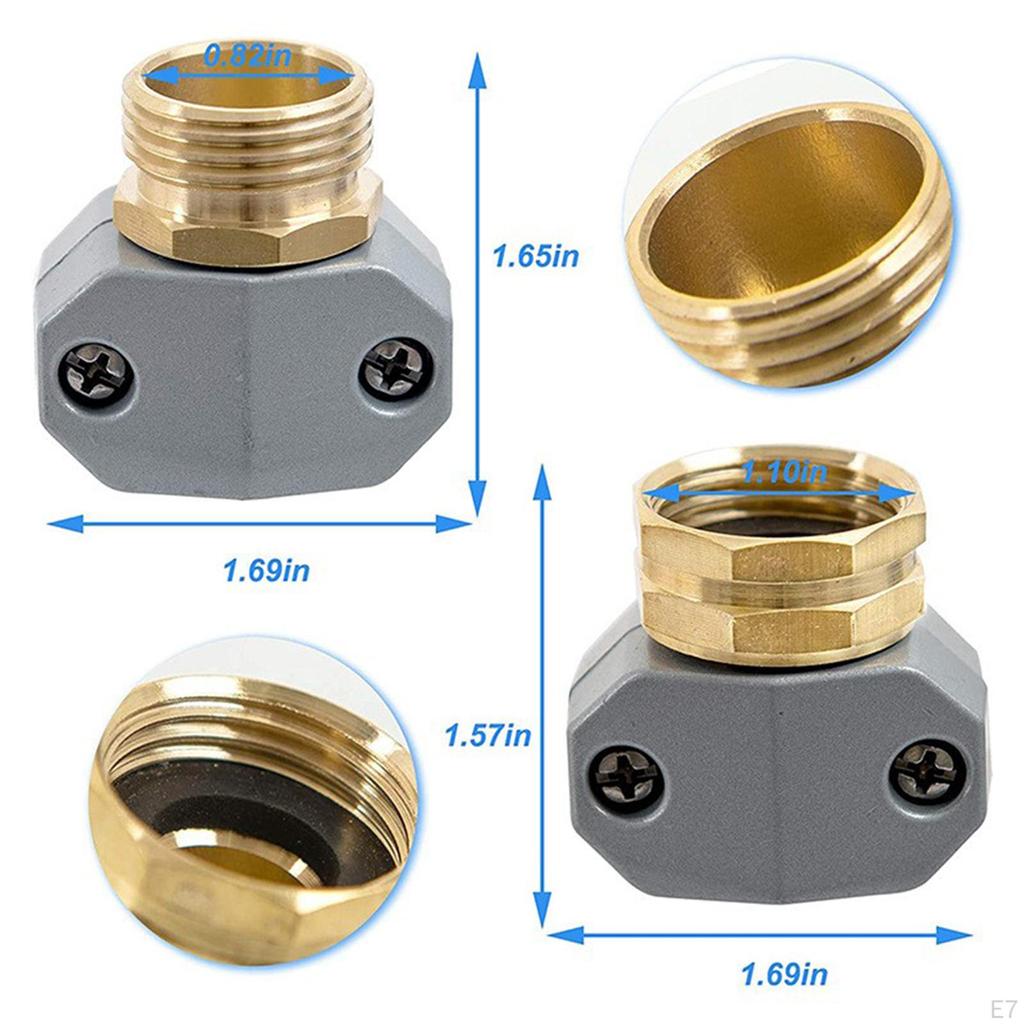 Garden Hose Repair Set End Mender Fit 3/4 Inch and 5/8 Hoses Aluminum Water