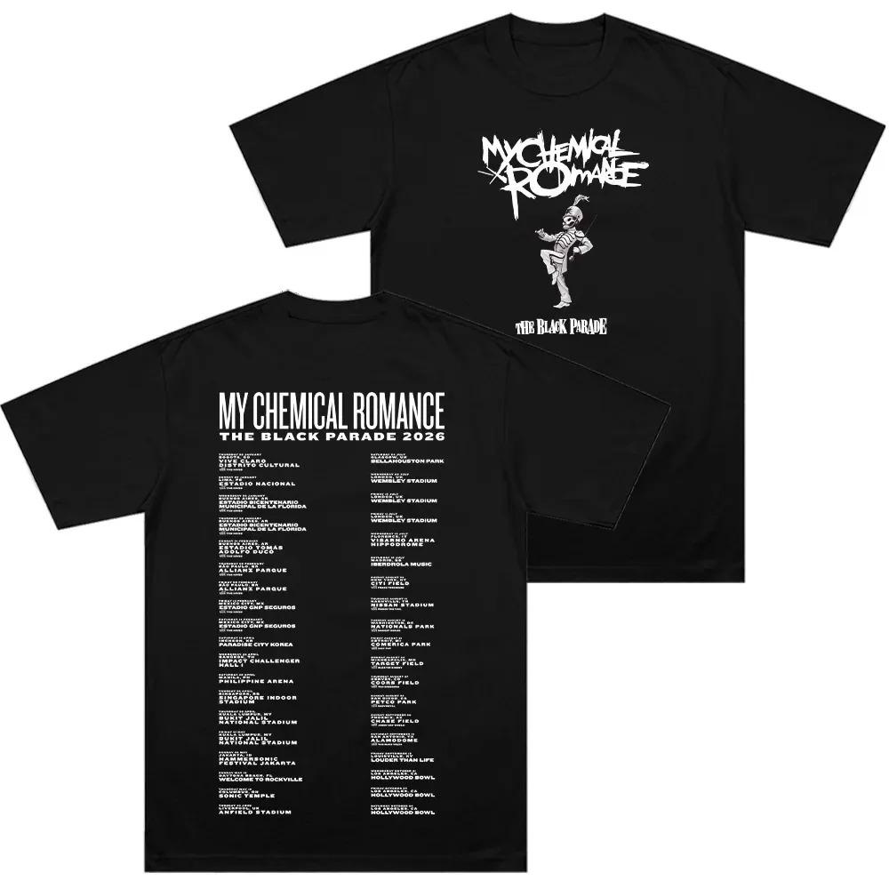 

My Chemical Romance The Black Parade 2026 Мировой Тур Двусторонняя Футболка Эмо Панк Рок Винтажная Черная Унисекс Оверсайз Футболка для Фанатов 4XL