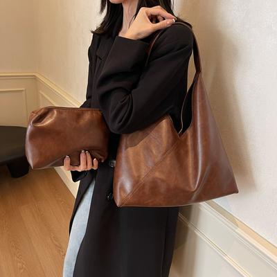 Zachte Leren Retro Tas Dames Grote Capaciteit Onderarmtas Commuter Draagtas