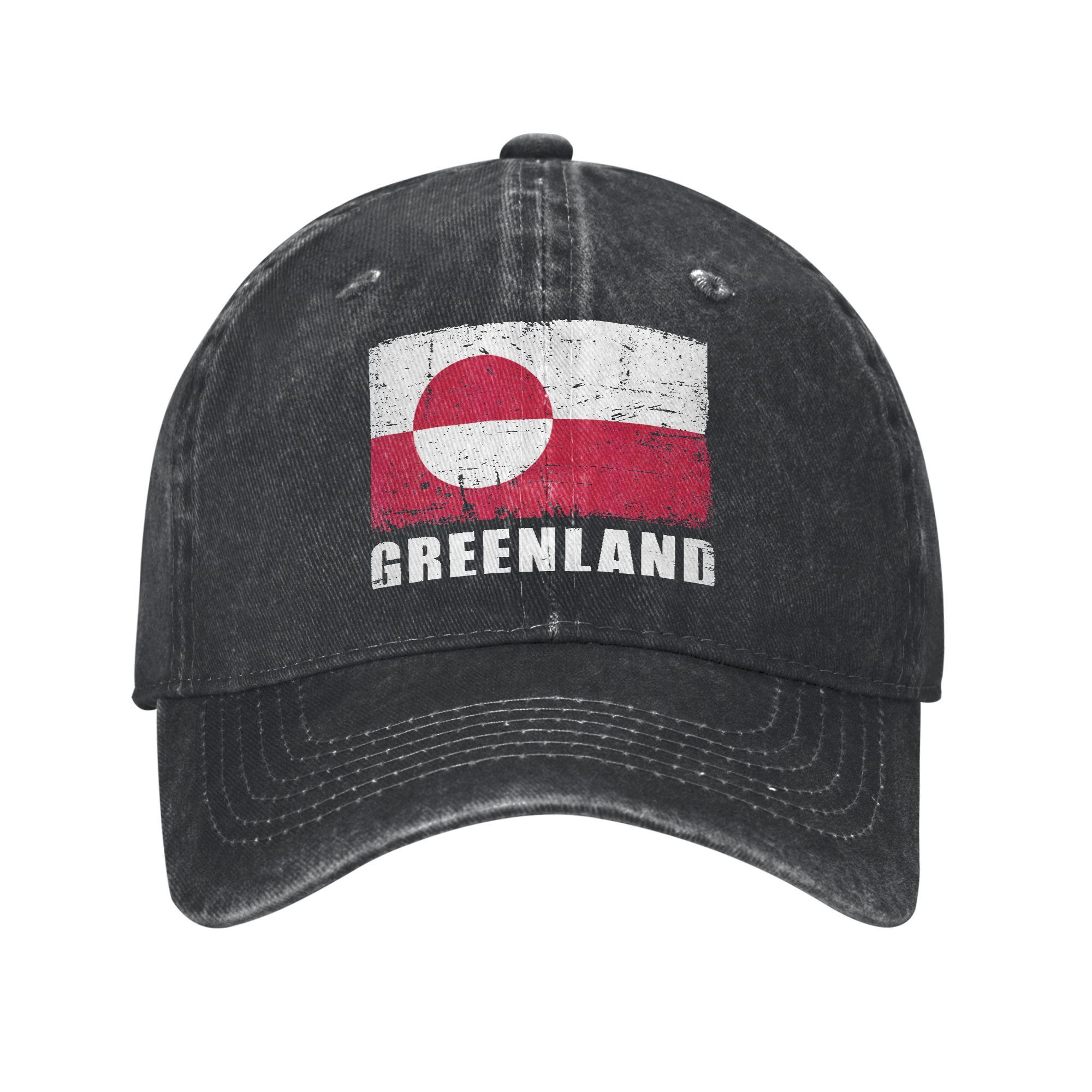 Greenland Flag Grunge Country Flag Greenland Casual Baseball Cap Tennis Skate Trucker Hat Spring Women Unisex Y2k Snapback Cap One Size