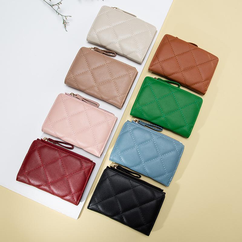 Women's Multifunctional Large Capacity Wallet - Solid Color, Small Diamond Design, Multi-Color Card Holder & Coin Purse for Autumn/Winter