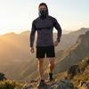 Herren Langarm-Sonnen-Hoodie mit Gesichtsschutz, Leichter, Atmungsaktiver Sport-Pullover für Outdoor-Aktivitäten