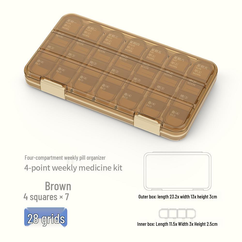Organizator săptămânal portabil cu 21 de compartimente - Capacitate mare, Multi-compartiment sigilat pentru depozitarea și distribuirea medicamentelor