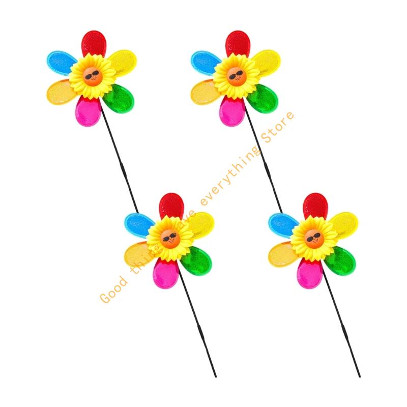 55KF 4Pcs Outdoor Reflective Yard Garden Wind Spinner Outdoor Wind Spinner Lawn Yard Garden Decoration Birthday