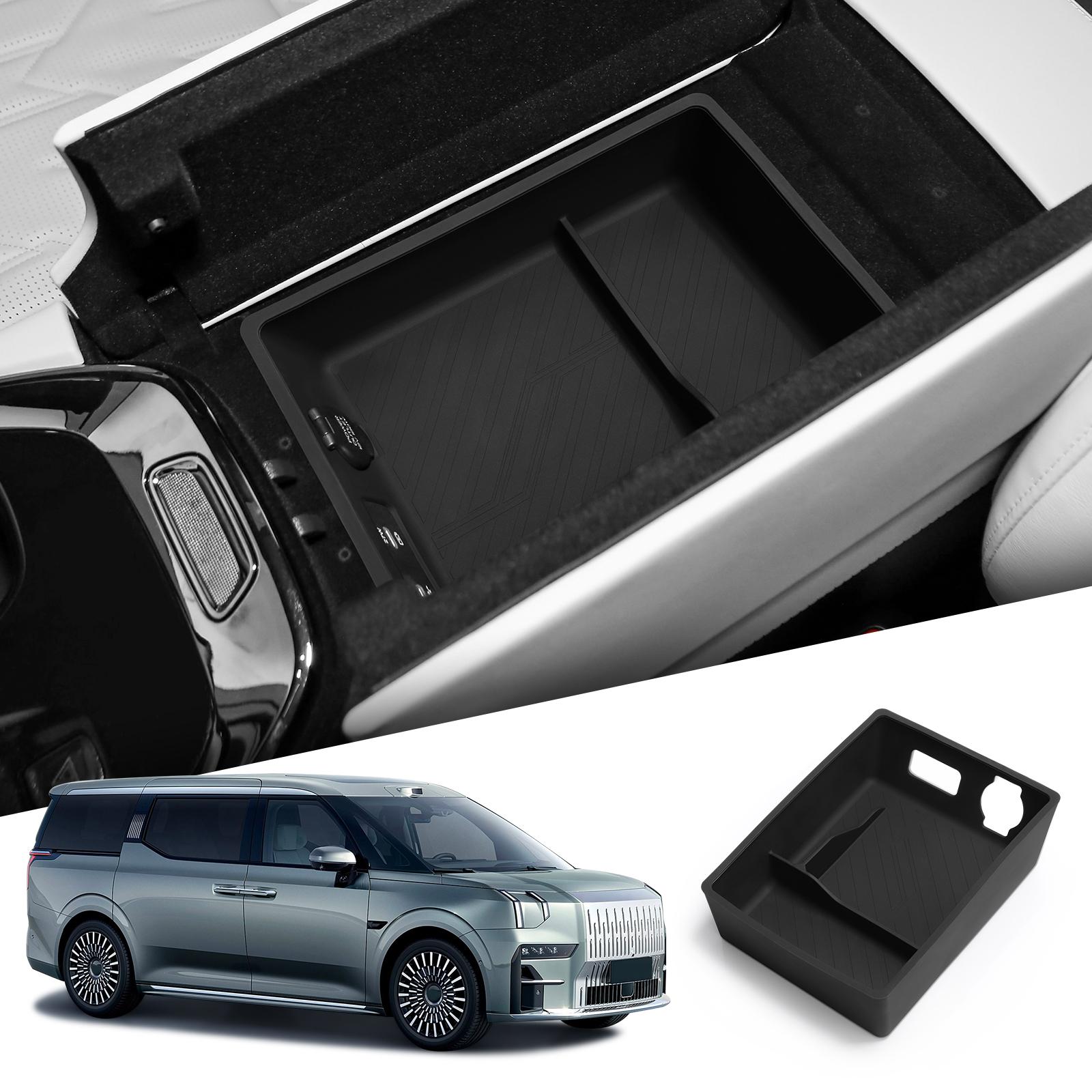 

для ZEEKR 009 2025 2025 Бокс для хранения подлокотника центральной консоли Нескользящий органайзер Поддон для упорядочивания Салон автомобиля Аксессуары Черный