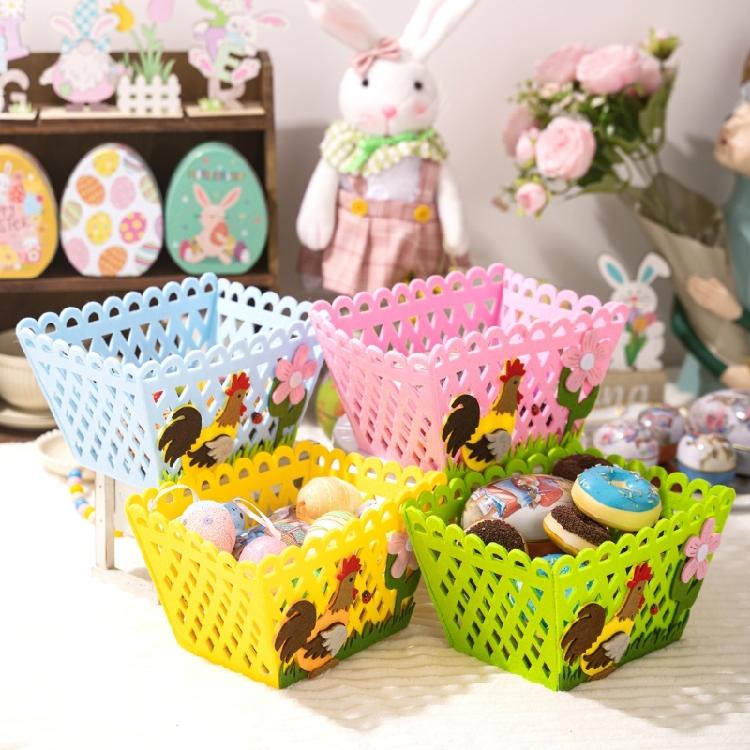 Holiday Gift Bag Features a Colorful Rooster Versatiled Storage Basket for Eggs and Candy for Parties Decoration