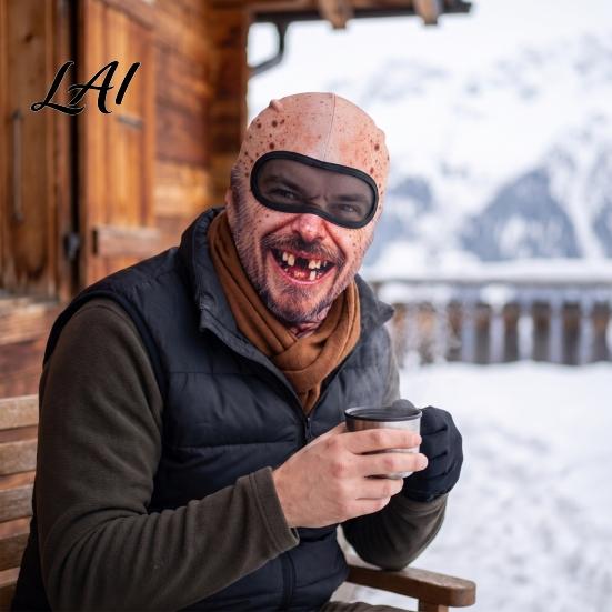 Máscara à Prova de Vento para Esportes na Neve Máscara de Esqui para Idoso Estampa Facial Realista Balaclava Novidade com Balaclava de Pescoço Cobertura para Snowboard Ciclismo Esqui