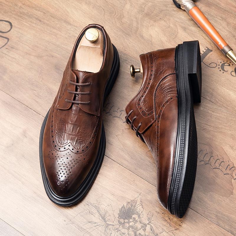 Fashion Brand Spring Autumn Men Dress Shoes Lace Up Casual Black Leather Shoes Men Loafers Luxury Wedding Party Male Shoes men