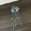 Vintage Devil's Eye Brooch Imitated Pearl Exaggerated Sparkling Rhinestone Tassel Pin Trendy Delicate Water Droplet Brooch