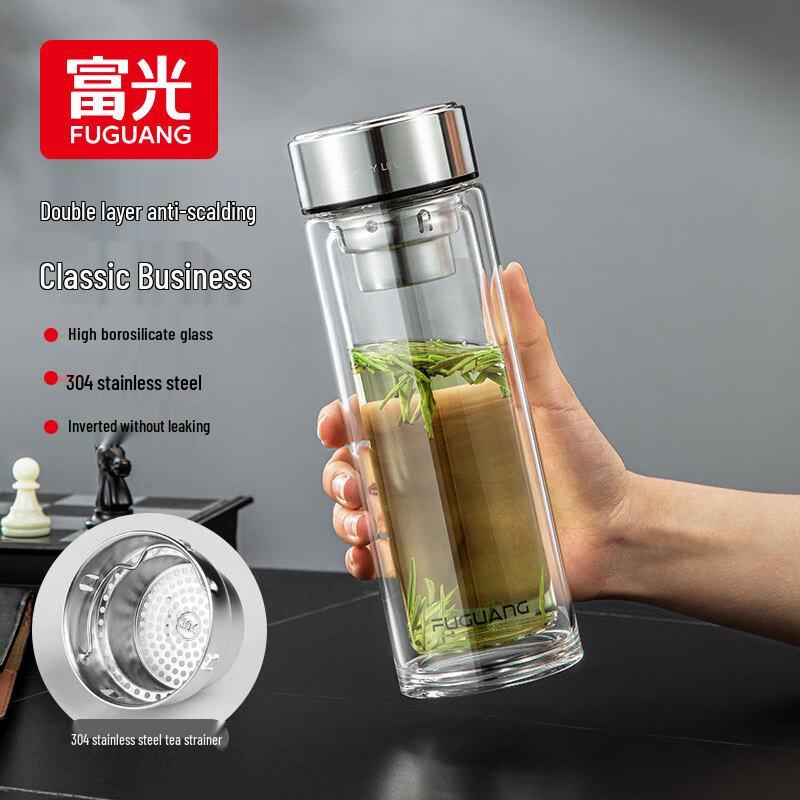 Fuguang Double Wall Glass Tea Infuser Bottle