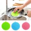 Kitchen Portable Dish Washing Scrubber Silicone Bowl Cleaning Brush Cloth Scouring Pad Pot Kitchen Cleaning Dish Sponge Tools