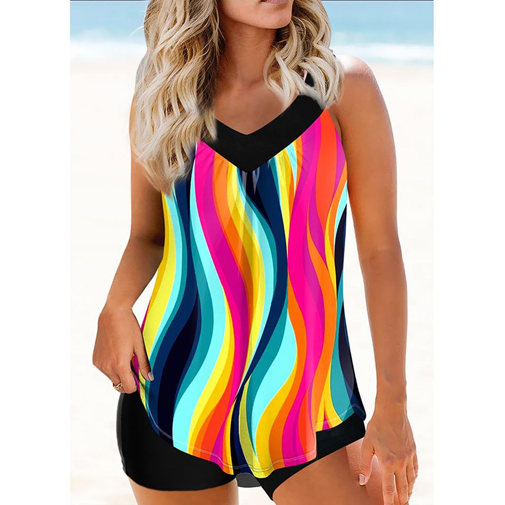 Women's Sexy Slim Fit Printed Sling Split Bikini Plus Size Swimsuit (Two Piece)