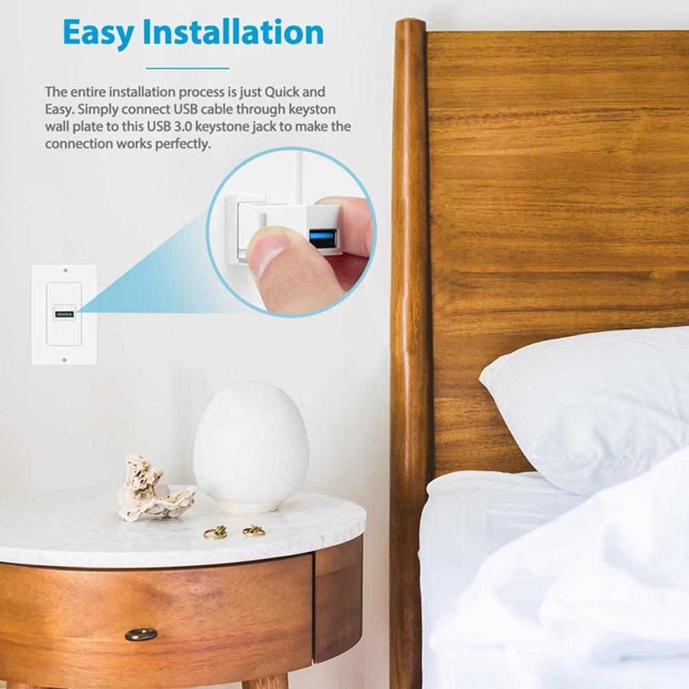 Female To Female Connector USB 3.0 Keystone Jack Inserts Connect Equipment with USB Port Snap-in Connector Socket Adapter Port
