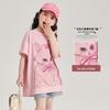 Pudding Halu Girls' Casual Cat Print T-Shirt