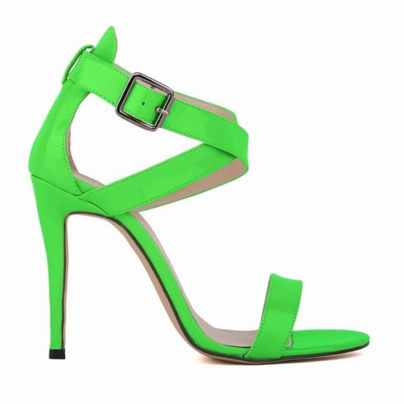 Scarpe da Donna Sexy con Tacco Alto in Vernice a Punta Aperta Rosse Scarpe da Sposa 11cm Sandali Estivi da Donna