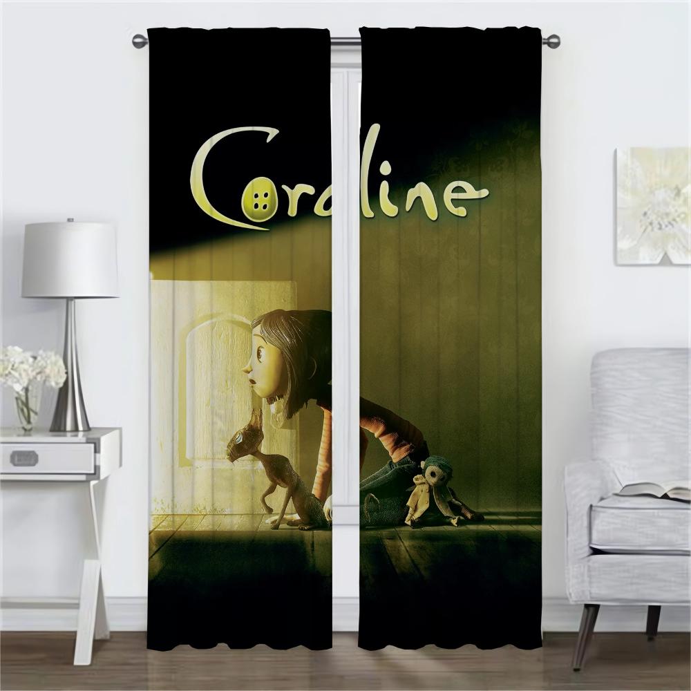 Window Curtain for Room 2 Panel Coralines Modern Living Room Curtains Halloween Decoration Partition Shades Tulle for Bedroom