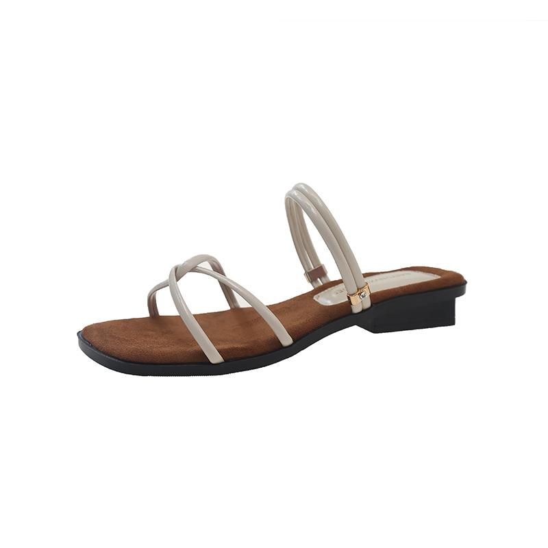 

Летняя мода квадратный носок открытый носок женские тапочки элегантные узкие ремешки высокие каблуки сандалии для отдыха на пляже женские сандалии 38 бежевый