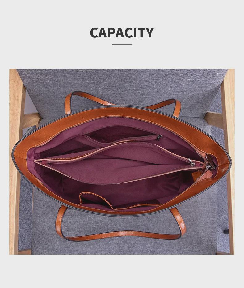 Echte leren damestas met grote capaciteit - 2024 schouder- en forenzentas