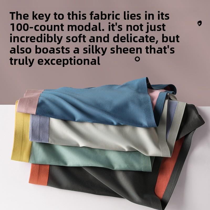 Men's Spring and Summer High Grade Light Luxury Without Mark Mulberry Silk Antibacterial Waist Four Corners Underwear